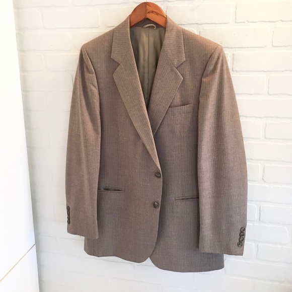 Vintage Men’s Blazer A.Gold & Sons Pinstripe Wool Moka Cream Old money 42L - Picture 1 of 15